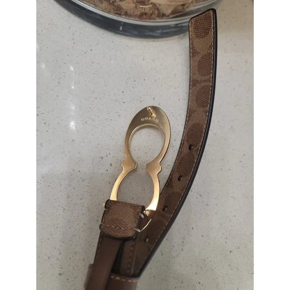 Coach Signature Buckle Belt C1725 Brown Leather with Gold Buckle Size S - Picture 8 of 8